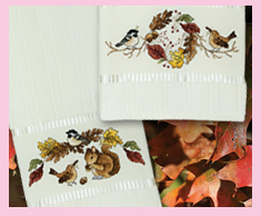 Fall Feathers Towels- Fall Leaves & Birds and Fall Gatherers